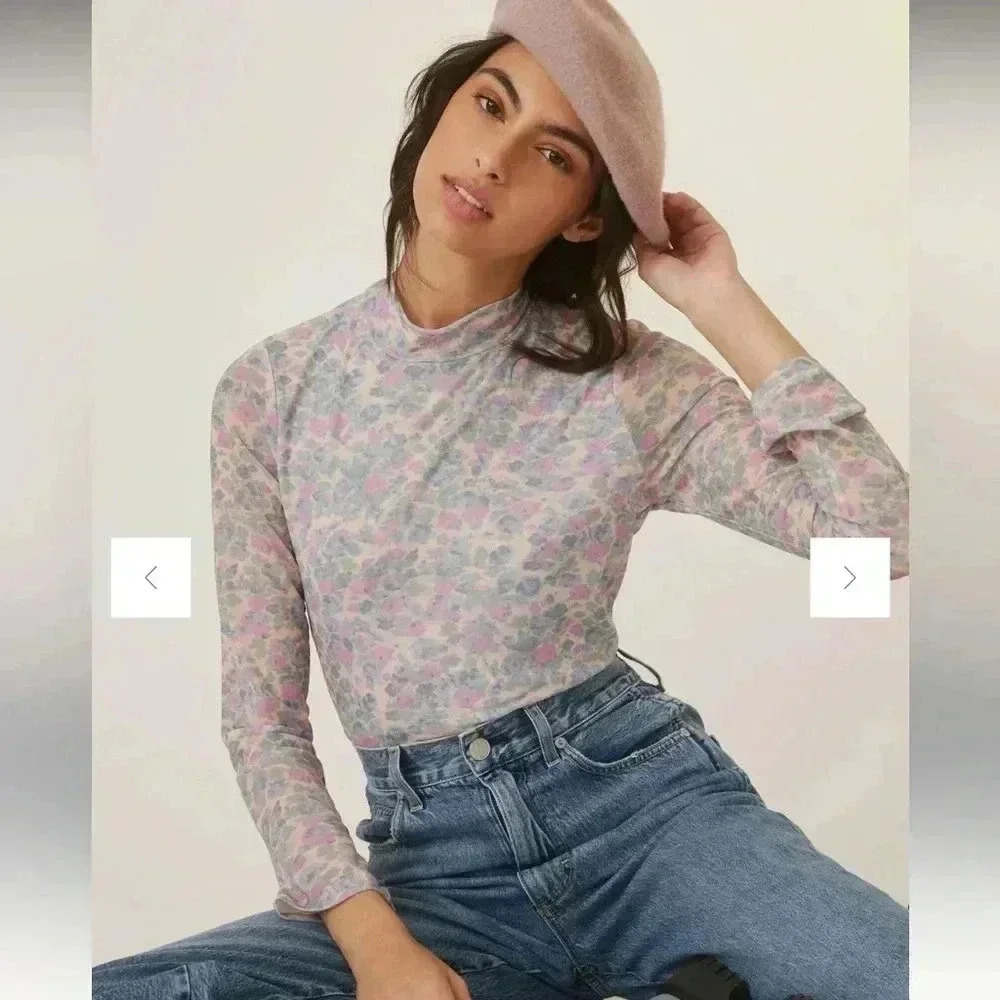 Anthropologie Sheer Gauzy TurtleNeck